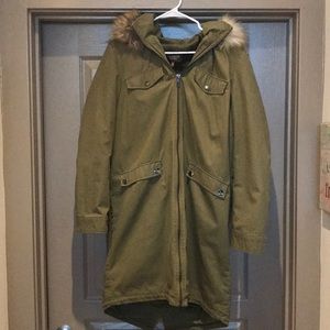 Heavy Faux Fur Lined Winter Parka Coat